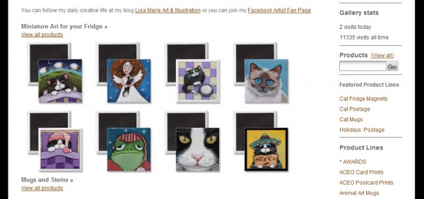 A gallery home page feature using Zazzle product images.