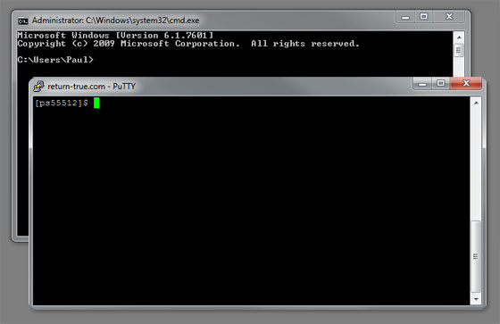 Comparison of PuTTY terminal & a Windows DOS prompt