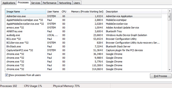 Comparison Between Windows Task Manager & PuTTY Top Command