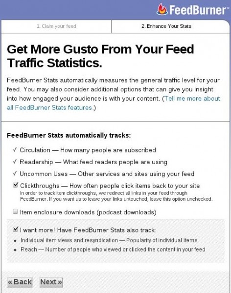 Setting up FeedBurner feed metrics